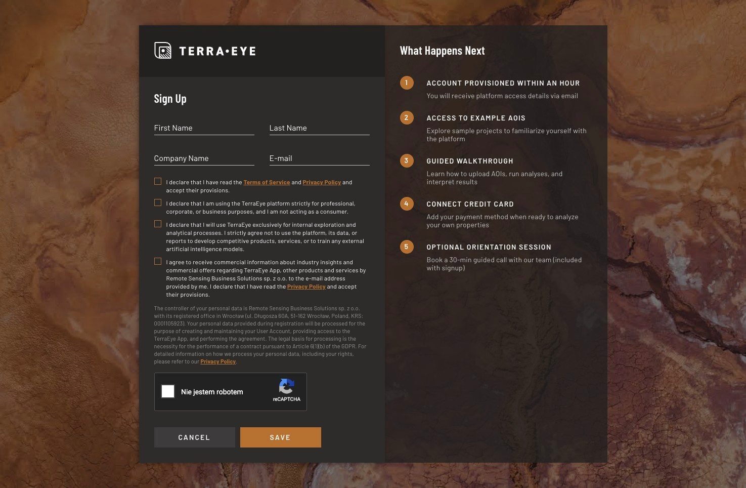 Account details form