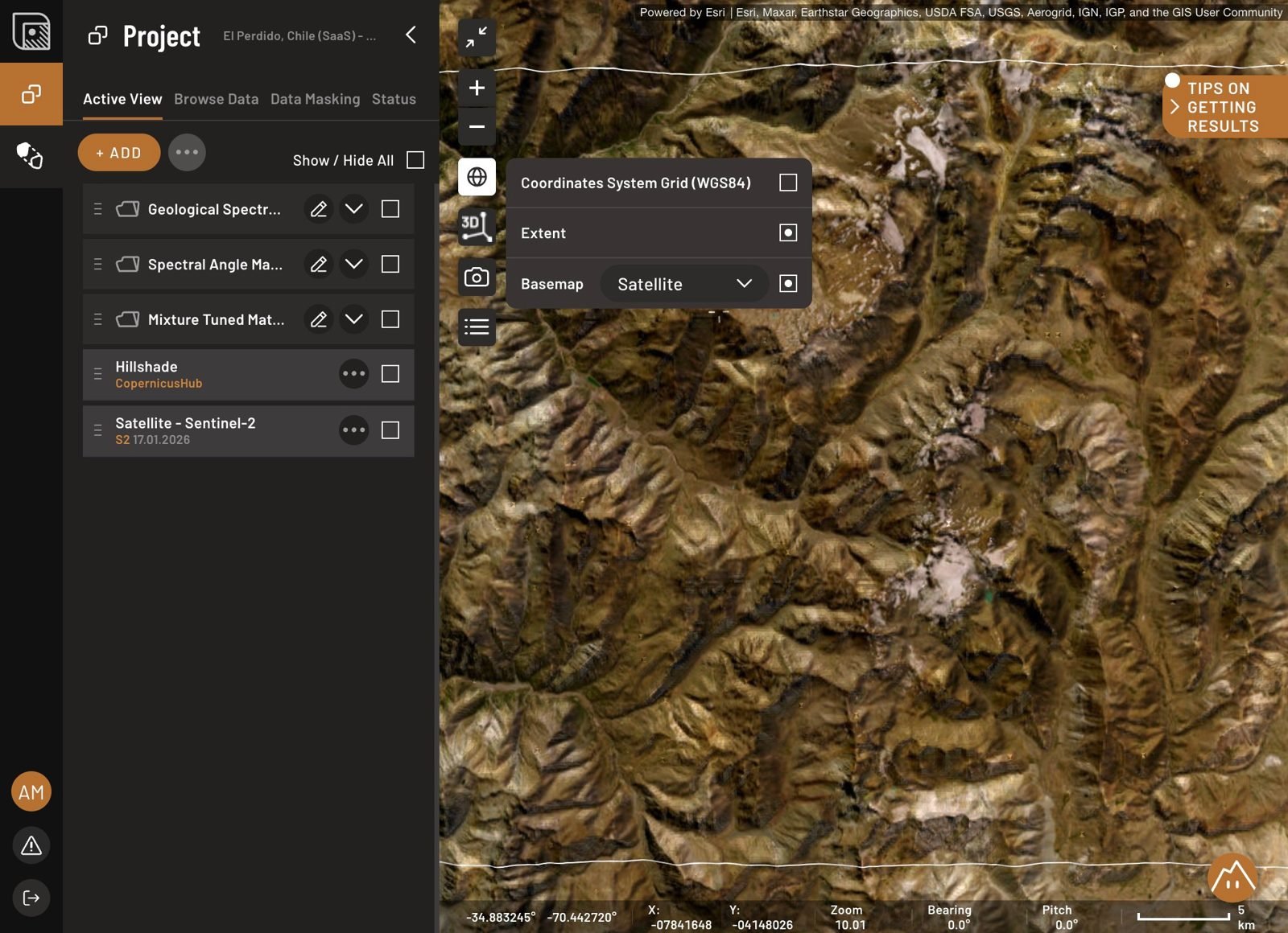 Map settings menu
